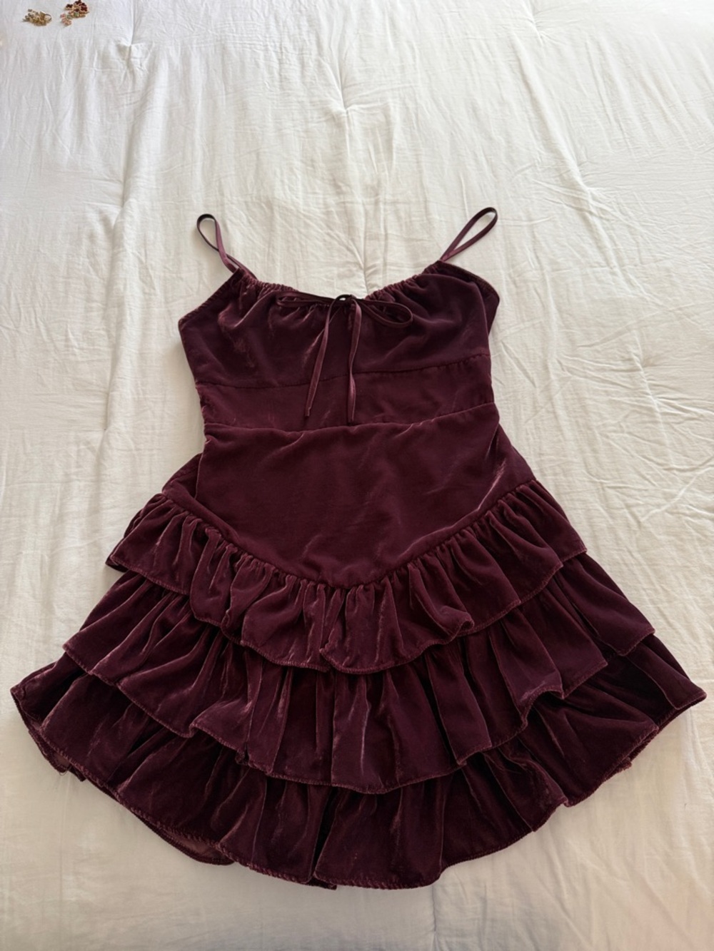 Forever 21 Burgundy Velvet Dress with Spaghetti Straps